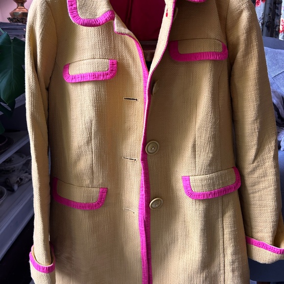 Boden RARE cotton coat vintage pink yellow spring - Picture 2 of 12